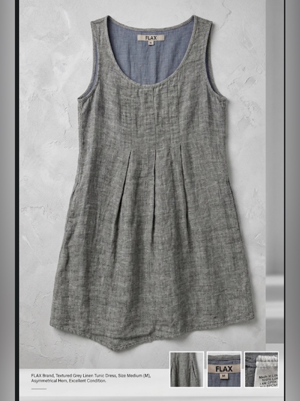 Flax Gray Linen A-Line Dress Skirt